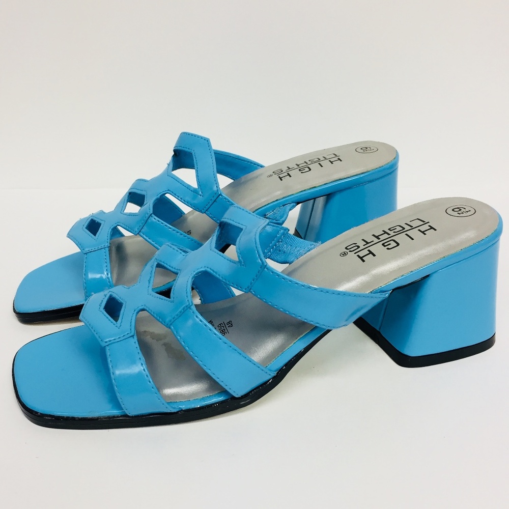 Bright Blue Vintage Payless High Lights Block Heel